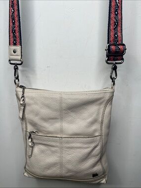 The Sak Leather Crossbody with boho Strap cream color